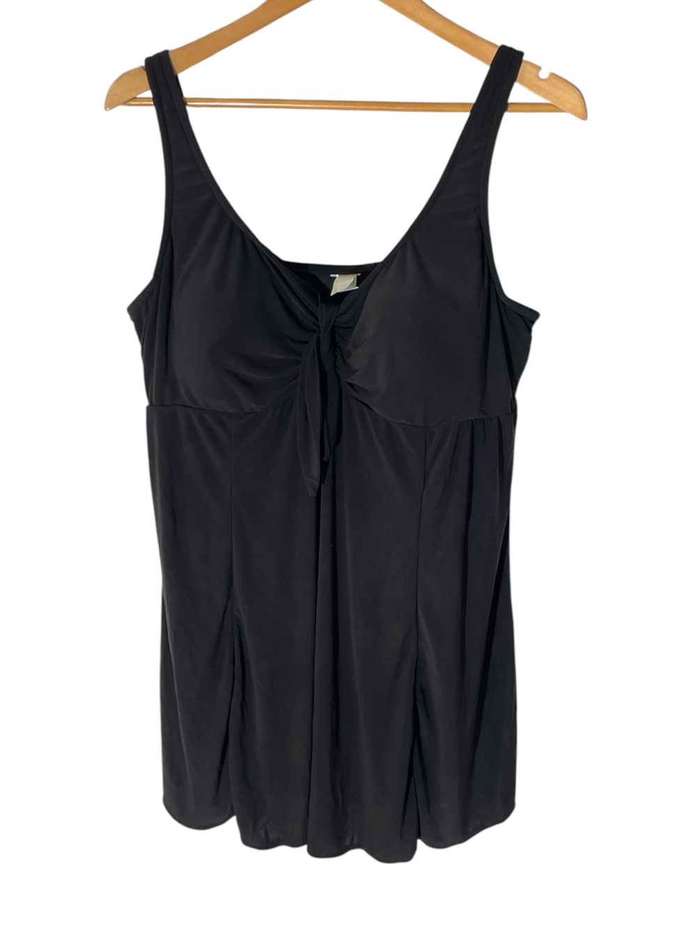 E3- Bal Harbour Black Women's 1PC Swim Dress with Front Tie